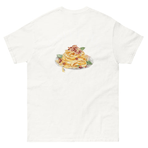 Klassisches Unisex T-Shirt mit Pasta Club Print Carbonara